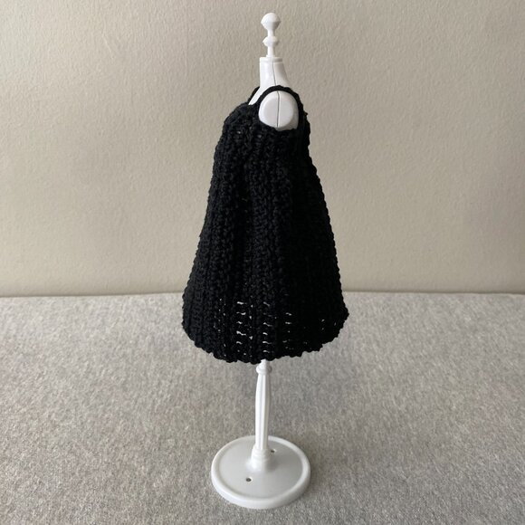 Handmade Crochet Halloween Black Gold Witch Outfit for 29cm Doll 2-Piece Set - Picture 4 of 12